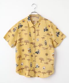 Mademoiselle NON NON / マドモアゼルノンノン シャツ・ブラウス | リネン サファリベアプリントシャツ[半袖]