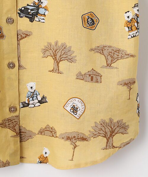 Mademoiselle NON NON / マドモアゼルノンノン シャツ・ブラウス | リネン サファリベアプリントシャツ[半袖] | 詳細4