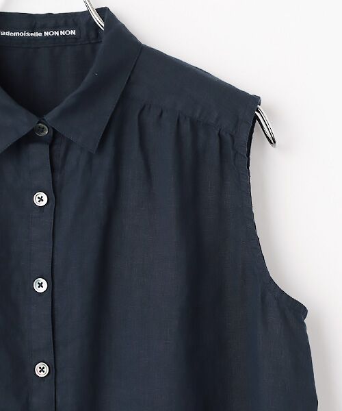 Mademoiselle NON NON / マドモアゼルノンノン シャツ・ブラウス | リネンソフト仕上げ ノースリーブブラウス | 詳細3