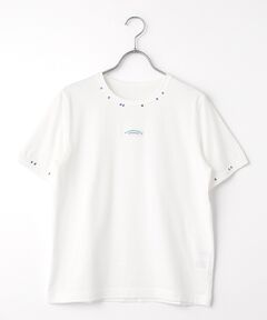 Mademoiselle NON NON / マドモアゼルノンノン Tシャツ | エアーコットン天竺 ワッペン&3色ステッチ刺繍Tシャツ