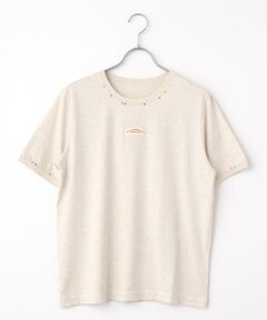 Mademoiselle NON NON / マドモアゼルノンノン Tシャツ | エアーコットン天竺 ワッペン&3色ステッチ刺繍Tシャツ