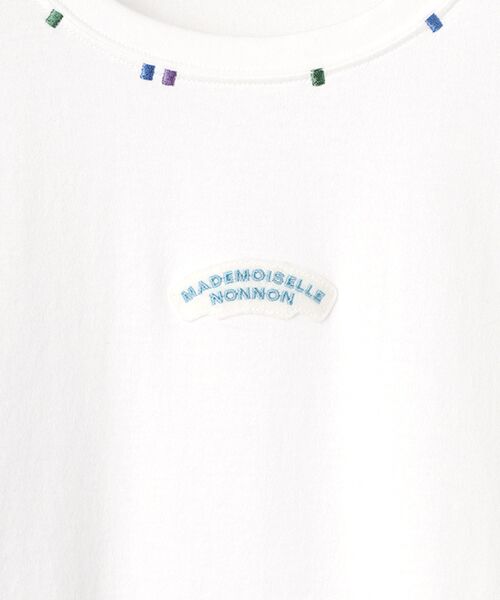 Mademoiselle NON NON / マドモアゼルノンノン Tシャツ | エアーコットン天竺 ワッペン&3色ステッチ刺繍Tシャツ | 詳細1