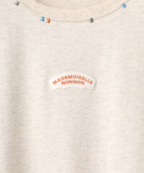 Mademoiselle NON NON / マドモアゼルノンノン Tシャツ | エアーコットン天竺 ワッペン&3色ステッチ刺繍Tシャツ | 詳細2