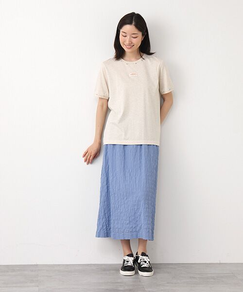 Mademoiselle NON NON / マドモアゼルノンノン Tシャツ | エアーコットン天竺 ワッペン&3色ステッチ刺繍Tシャツ | 詳細4