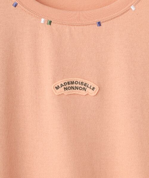 Mademoiselle NON NON / マドモアゼルノンノン Tシャツ | エアーコットン天竺 ワッペン&3色ステッチ刺繍Tシャツ | 詳細3