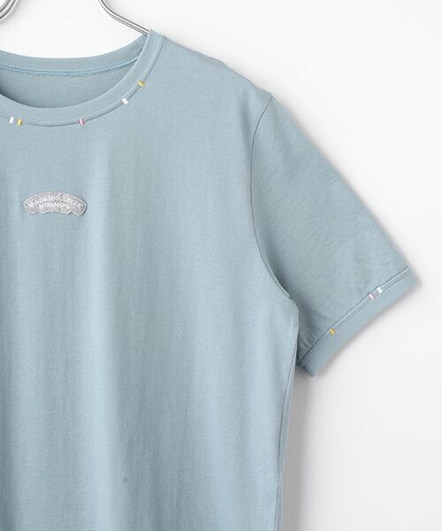 Mademoiselle NON NON / マドモアゼルノンノン Tシャツ | エアーコットン天竺 ワッペン&3色ステッチ刺繍Tシャツ | 詳細6