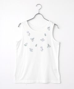 Mademoiselle NON NON / マドモアゼルノンノン タンクトップ | コンパクトヤーン天竺 2色刺繍タンクトップ