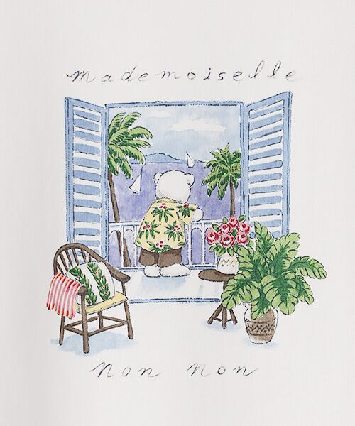 Mademoiselle NON NON / マドモアゼルノンノン Tシャツ | シルキースキンタッチ天竺 リゾートクマプリントTシャツ | 詳細1