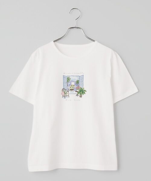 Mademoiselle NON NON / マドモアゼルノンノン Tシャツ | シルキースキンタッチ天竺 リゾートクマプリントTシャツ（オフシロ）