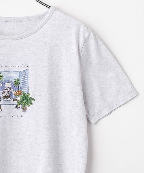 Mademoiselle NON NON / マドモアゼルノンノン Tシャツ | シルキースキンタッチ天竺 リゾートクマプリントTシャツ | 詳細3
