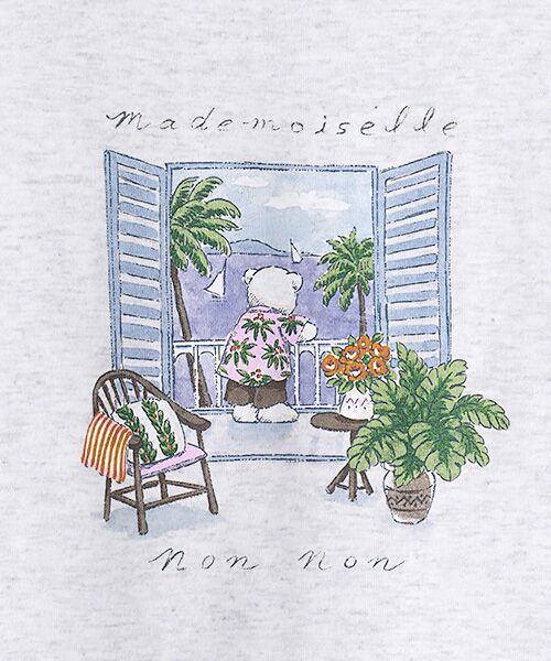 Mademoiselle NON NON / マドモアゼルノンノン Tシャツ | シルキースキンタッチ天竺 リゾートクマプリントTシャツ | 詳細6