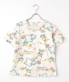 Mademoiselle NON NON / マドモアゼルノンノン Tシャツ | 天竺総柄プリント リゾートハワイTシャツ