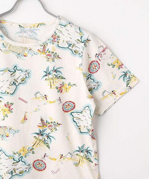 Mademoiselle NON NON / マドモアゼルノンノン Tシャツ | 天竺総柄プリント リゾートハワイTシャツ | 詳細2