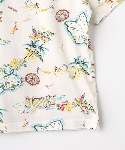 Mademoiselle NON NON / マドモアゼルノンノン Tシャツ | 天竺総柄プリント リゾートハワイTシャツ | 詳細3