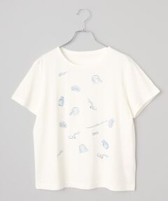 Mademoiselle NON NON / マドモアゼルノンノン Tシャツ | 超長綿天竺 サマーフレンチモチーフスパンコール刺繍Tシャツ