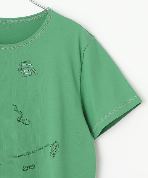 Mademoiselle NON NON / マドモアゼルノンノン Tシャツ | 超長綿天竺 サマーフレンチモチーフスパンコール刺繍Tシャツ | 詳細5