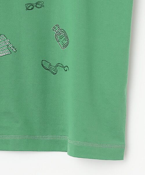 Mademoiselle NON NON / マドモアゼルノンノン Tシャツ | 超長綿天竺 サマーフレンチモチーフスパンコール刺繍Tシャツ | 詳細6