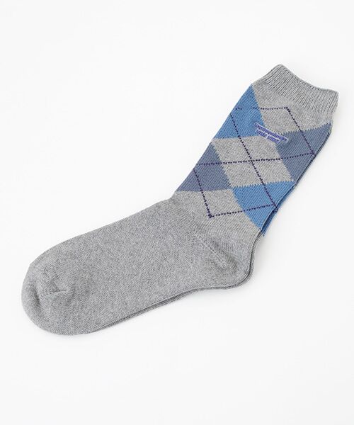 Mademoiselle NON NON / マドモアゼルノンノン ソックス | 綿コーマ アーガイル全面柄ソックス（TOPグレー）