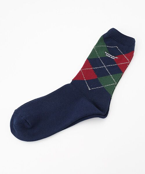 Mademoiselle NON NON / マドモアゼルノンノン ソックス | 綿コーマ アーガイル全面柄ソックス（ネイビー）