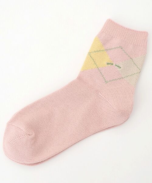 Mademoiselle NON NON / マドモアゼルノンノン ソックス | 綿コーマ アーガイル全面柄ソックス[ショート丈]（パールピンク）