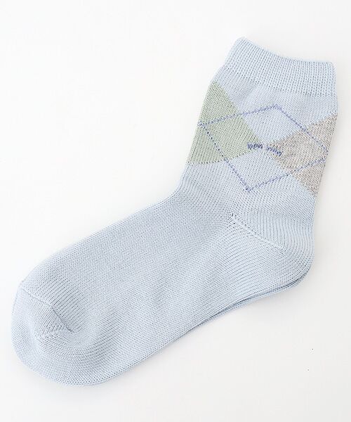 Mademoiselle NON NON / マドモアゼルノンノン ソックス | 綿コーマ アーガイル全面柄ソックス[ショート丈]（パウダーブルー）