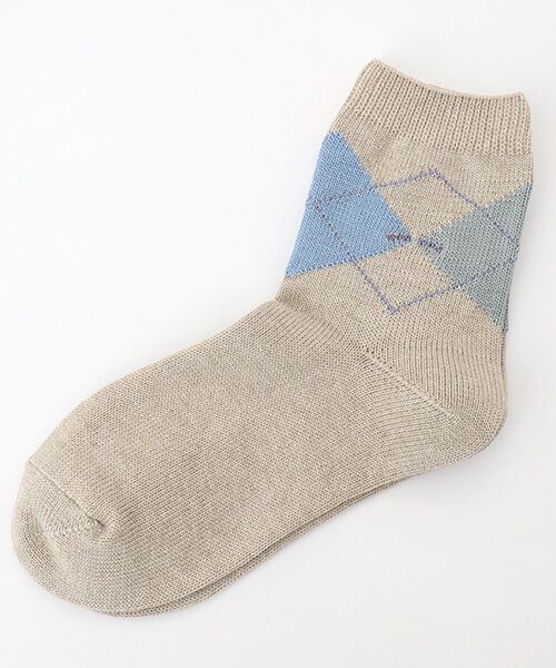 Mademoiselle NON NON / マドモアゼルノンノン ソックス | 綿コーマ アーガイル全面柄ソックス[ショート丈]（TOPベージュ）