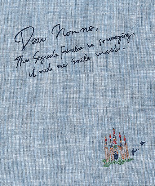 Mademoiselle NON NON / マドモアゼルノンノン ロング・マキシ丈スカート | オーガニックコットンムラ糸ダンガリー 刺繍入りタック＆ギャザースカート | 詳細1