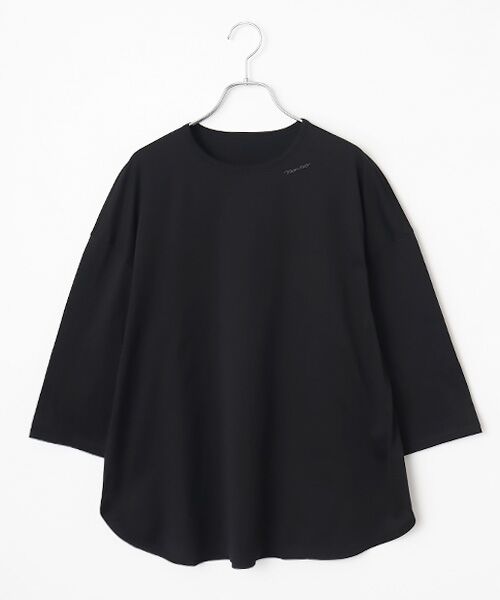Mademoiselle NON NON / マドモアゼルノンノン Tシャツ | ハイゲージ天竺 オフショルダーTシャツ（クロ）