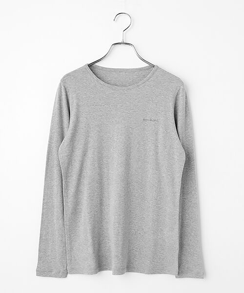 Mademoiselle NON NON / マドモアゼルノンノン Tシャツ | コンパクトヤーンフライスムジ&ボーダー 長袖Tシャツ（TOPグレー）