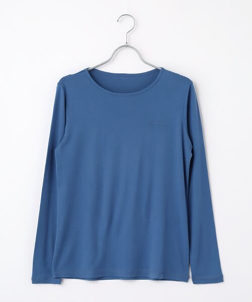 Mademoiselle NON NON / マドモアゼルノンノン Tシャツ | コンパクトヤーンフライスムジ&ボーダー 長袖Tシャツ（インクブルー）