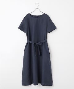 Mademoiselle NON NON / マドモアゼルノンノン ロング・マキシ丈ワンピース | リネンシャンブレー ノーカラーワンピース[半袖]