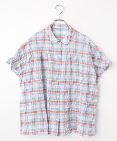 Mademoiselle NON NON / マドモアゼルノンノン シャツ・ブラウス | ローンシャーリングチェックワッシャー ドルマン風フレンチスリーブブラウス