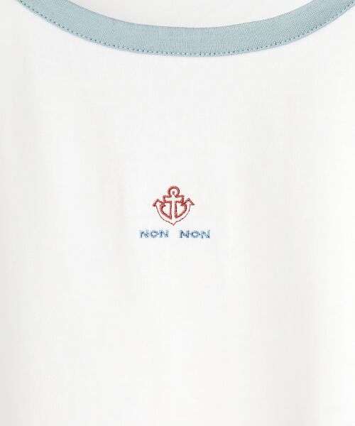 Mademoiselle NON NON / マドモアゼルノンノン Tシャツ | エアーコットン天竺 スリーブカラーアクセントTシャツ | 詳細1
