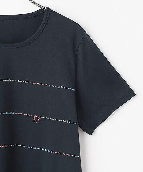 Mademoiselle NON NON / マドモアゼルノンノン Tシャツ | エアーコットン天竺 4色刺繍ロゴ&マリンモチーフTシャツ | 詳細3