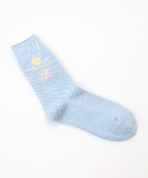 Mademoiselle NON NON / マドモアゼルノンノン ソックス | 綿コーマ アーガイル小柄ソックス（サックス）