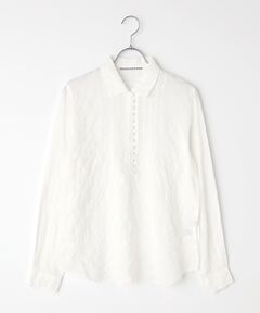 Mademoiselle NON NON / マドモアゼルノンノン シャツ・ブラウス | 綿モダールシャーリング くるみボタン付きブラウス