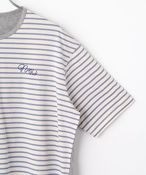 Mademoiselle NON NON / マドモアゼルノンノン Tシャツ | ハイゲージ天竺 バイカラーTシャツ[5分袖] | 詳細2