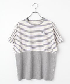 Mademoiselle NON NON / マドモアゼルノンノン Tシャツ | ハイゲージ天竺 ドルマンスリーブバイカラーTシャツ