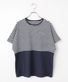 Mademoiselle NON NON / マドモアゼルノンノン Tシャツ | ハイゲージ天竺 ドルマンスリーブバイカラーTシャツ