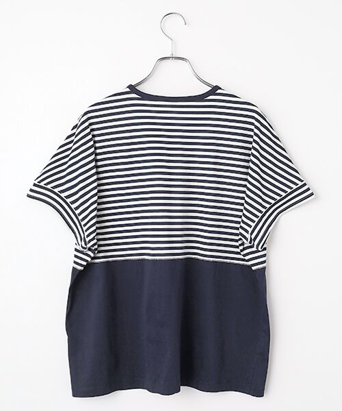 Mademoiselle NON NON / マドモアゼルノンノン Tシャツ | ハイゲージ天竺 ドルマンスリーブバイカラーTシャツ | 詳細5