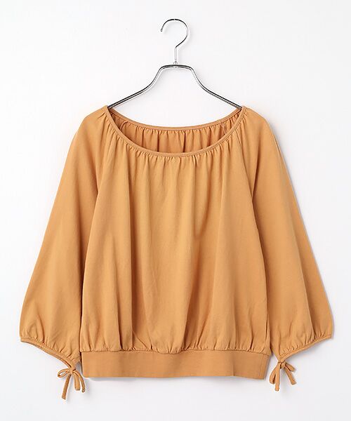 Mademoiselle NON NON / マドモアゼルノンノン カットソー | マイルド天竺 広めクルーネックTシャツ[8分袖]（スモークオレンジ）