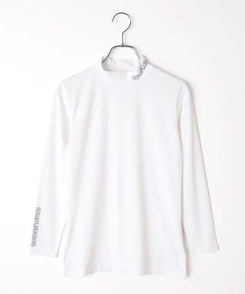 Mademoiselle NON NON / マドモアゼルノンノン Tシャツ | レディースGOLF コーデユラベア天竺モックネックTシャツ（シロ）