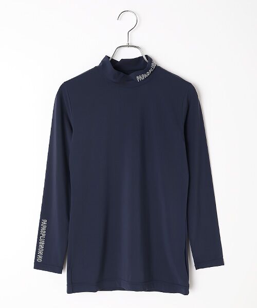 Mademoiselle NON NON / マドモアゼルノンノン Tシャツ | レディースGOLF コーデユラベア天竺モックネックTシャツ（ダークネイビー）