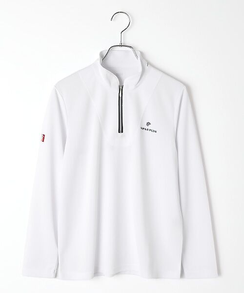 Mademoiselle NON NON / マドモアゼルノンノン カットソー | レディースGOLF フルダル75Dバックハニカム ハーフジップスタンドカラーカットソー（シロ）