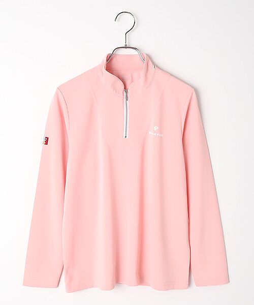 Mademoiselle NON NON / マドモアゼルノンノン カットソー | レディースGOLF フルダル75Dバックハニカム ハーフジップスタンドカラーカットソー（ピンク）