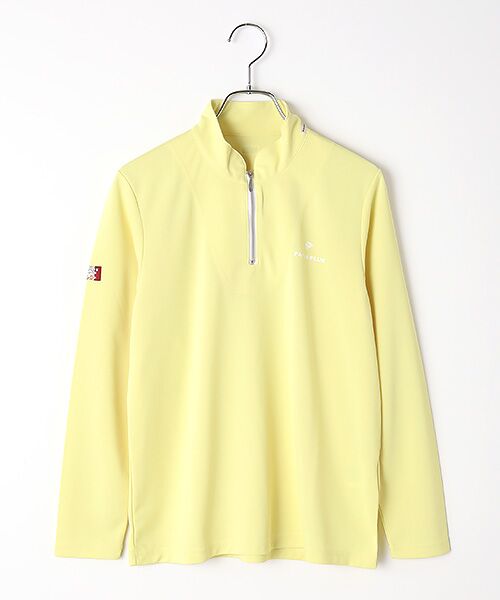Mademoiselle NON NON / マドモアゼルノンノン カットソー | レディースGOLF フルダル75Dバックハニカム ハーフジップスタンドカラーカットソー（キイロ）