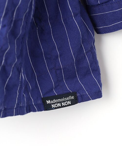 Mademoiselle NON NON / マドモアゼルノンノン シャツ・ブラウス | コットンシャーリングストライプ スタンドフリルブラウス[7分袖] | 詳細9