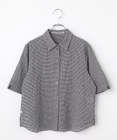 Mademoiselle NON NON / マドモアゼルノンノン シャツ・ブラウス | コットンシャーリングギンガムチェックシャツ[5分袖]
