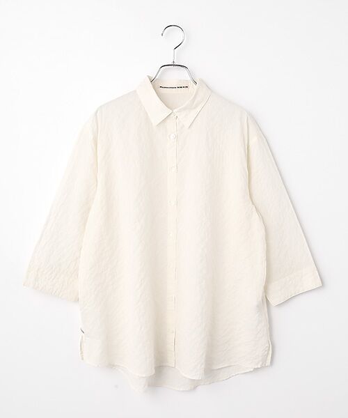 Mademoiselle NON NON / マドモアゼルノンノン シャツ・ブラウス | コットンシャーリングギンガムチェック オーバーブラウス[8分袖]（オフ系）