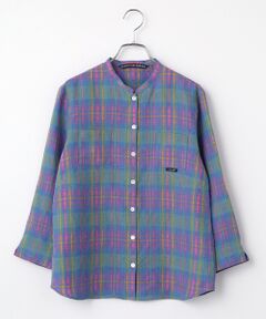 Mademoiselle NON NON / マドモアゼルノンノン シャツ・ブラウス | リネン平織チェックシャツ[8分袖]